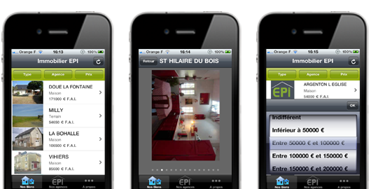 applications, immobilieres, iphone